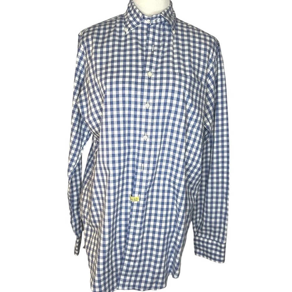 Sid Mashburn Mens Slim Fit Gingham Check Button Down Shirt Blue White Size M
